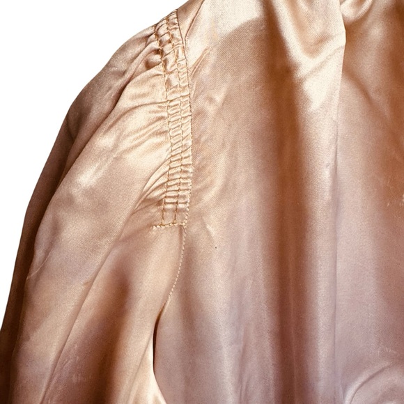 Vintage 30s Canterbury New York Champaign Satin Zip Dress Robe S/M - Picture 6 of 16